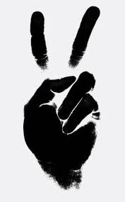 Black And White Peace Sign Hand Emoji 