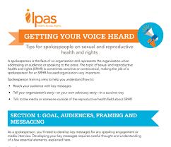 Tips For Spokespeople On Sexual And Reproductive Health And Rights - Ipas
