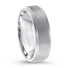 Black And White Gold Wedding Band Brushed Texture Engagement Band In 14k White Gold Mens White Gold Rings White Gold Wedding Rings White Gold Rings
