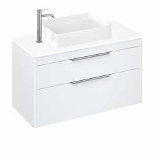 Smooth oval shape basin with a gloss white finish. Britton Shoreditch 1000mm Wall Hung Vanity Unit With Quad Countertop Basin Buy Online At Bathroom City