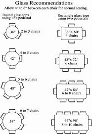 glass sizes for chairs around a table recommended number of