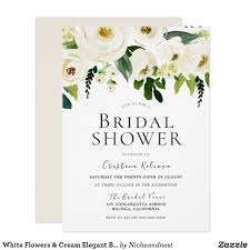 White Flowers Cream Elegant Bridal Shower Invitation Zazzle Com Flower Wedding Invitation Elegant Wedding Invitations Elegant Bridal Shower