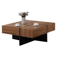Natural wood coffee table square. Oakland Living Square Coffee Table 40 In X 18 In Natural Brown And Black Jess Ct Bn Rona