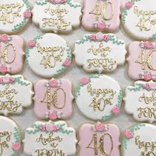 Our cookie bouquets and arrangements are perfect for any holiday, birthday or special occasion. Classy 40th Birthday Decorated Sugar Cookies Birthday Cookies Sugar Cookies Decorated Happy Birthday Cookie