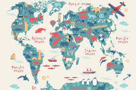 Qui vous donnera envie de parcourir le monde ! Explorer Wallpaper Children S World Map Mural Muralswallpaper Kids World Map World Map Mural Map Murals