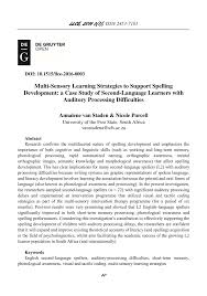 Pdf Multi Sensory Learning Strategies To Support Spelling Development A Case Study Of Second Language Learners With Auditory Processing Difficulties