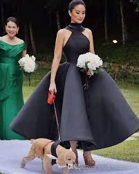 Vintage Black Bridesmaid Ball Gown Ankle Length Sleeveless Three Kinds Of Wedding G Tea Length Formal Dresses Tea Length Bridesmaid Dresses Formal Dresses Long