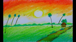 How To Draw A Village Scenery Based On Indian National Flag Drawings Indian Flag Art Drawings Sketches