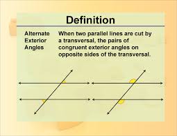 Quadrilaterals sum of exterior angles. Definition Angle Concepts Alternate Exterior Angles Media4math