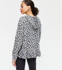 Check spelling or type a new query. Light Grey Leopard Print Frill Fine Knit Hoodie New Look