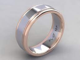 Custom Hand Crafted Two Tone Platinum And 18k Rose Gold Rail Men S Wedding Band 6 50 Dwt In White Platinum Wedding Rings Mens Wedding Rings Mens Wedding Bands
