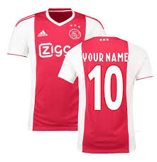 Die logos sind in gelb gehalten. Kaufe Ajax Fusskball Trikot 2018 2019 Home Personalisierbar