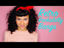Buns, bangs, braids, bows and other hundreds of elements and accessories seem to fit correctly with the curly hair. Retro Rockabilly Pin Up Look W Faux Bangs 4 Curly Hair Youtube