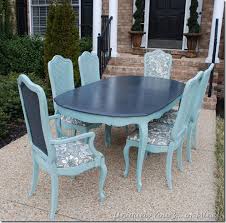 Painted Vintage French Thomasville Dining Table How To Recover Chair And Pics Of Adding Welt Painted Dining Chairs Painted Dining Table Dining Table Makeover