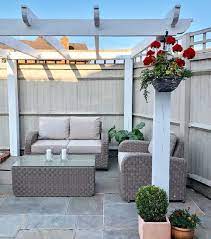 White Garden Pergola And Furniture Back Garden Design Outdoor Gardens Design Backyard Garden Design