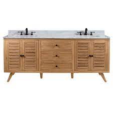 Natural wood vanity with white top. Avanity Harper Vs73 Nt Harper 73 Inch Vanity In Natural Teak With Carrara White Top