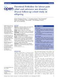 Pethidine is a medicine used for the treatment of medium or high intensity pain. Pdf Parenteral Pethidine For Labour Pain Relief And Substance Use Disorder 20 Year Follow Up Cohort Study In Offspring
