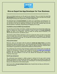 It's a contradiction that hiring mobile app development company will affect pockets. Hire An Expert Ios App Developer For Your Business By Vivim Issuu
