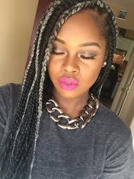 Black And Grey Box Braids On Dark Skin Pin On Hair