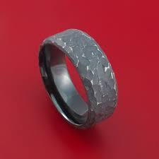 Hammered Black Zirconium Ring Custom Made Band Black Zirconium Ring Black Zirconium Mens Ring Designs