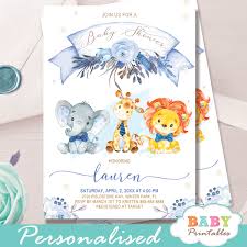 Blue Safari Baby Shower Invitations D130 Baby Printables