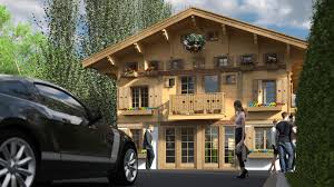 Chalet, timber house characteristic of switzerland, the bavarian alps, tirol, and the french alps. Kemp Productions Maxi Sized Traditional Swiss Chalet Event Build