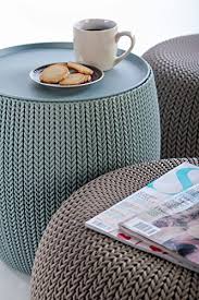 This doubles as a small table and a hidden cooler all in one. Keter Urban Knit Pouf Ottoman Set Of 2 With Storage Table For Patio And Room Decor Perfect For Balcony Deck And Outdoor Seating Dune Misty Blue Pricepulse