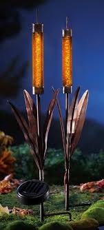 Amazon Com Solar Lighted Cattail Pair Garden Stakes By Collections Etc Home Kitchen Solar Lights Garden Solar Garden Lanterns Garden Stakes