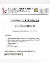Check spelling or type a new query. Lowongan Kerja Batam Pt Bamindo Karya 23 11 2020 Lowongan Kerja Batam Terbaru Hari Ini 2021