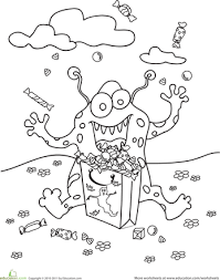 You can choose from vampires, werewolves, zombies, frankenstein, mummies and demon coloring pages. Halloween Monster Worksheet Education Com Monster Coloring Pages Candy Coloring Pages Halloween Coloring Pages