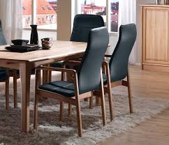 Gray leather / stainless gold channing arm dining chair. Classic Leather Dining Chairs Solid Wood Wharfside Danish Furniture