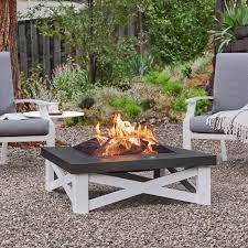 4.3 out of 5 stars. Real Flame Austin 34 In X 11 In Square Iron Wood Burning Fire Pit Table In White With Black Top 350 Wht The Home Depot