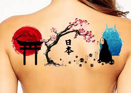 Idee Tatouage Japon Dos Cerisier Fuji Tori Soleil Levant Noireaude Sasn Visage Totoro Sakura Sun Cherryblossom Tatouage Japon Tatouage Petit Tatouage