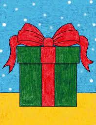 Gather the two different strands of ribbon so that they are equally matched together before you start. How To Draw A Christmas Present Art Projects For Kids
