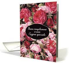 Buon Compleanno Cugina Speciale Flowers Card Vintage Rosen Geburtstag Geburt