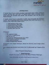 Selasa, 12 desember 2017 07:02 reporter : Lowongan Kerja Pt Mandiri Utama Finance Pekalongan Cari Kerja An