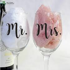 12pcs Set Mr And Mrs Wine Glasses Sticker Newlyweds