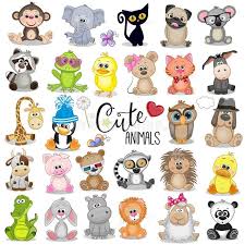 Set Of Cute Cartoon Animals On A White Background Stock Illustration Baby Animal Drawings Cartoon Drawings Of Animals Cute Cartoon Animals