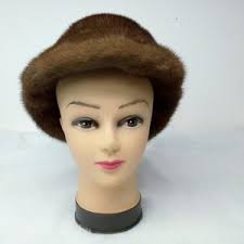 Vintage 50's Miss Alice for Lord & Taylor Large Brown Mink Saucer/ Beret  Hat