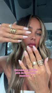 Light Pink Chrome Russian Manicures for Summer