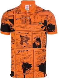 Black And Orange T Shirt Mens Lacoste Cartoon Print Polo Shirt Printed Polo Shirts Lacoste Mens Outfits