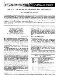 Use It Or Lose It The Hazards Of Bed Rest And Inactivity Abstract Europe Pmc