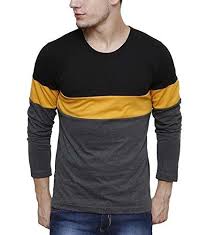 Black And White Combination T Shirt Best Combination Of Black Grey Yellow Round Neck Full Sleeve T Shirt For Mens Which Gives You A Beautiful Loo Full Sleeve Tshirt Mens Cotton T Shirts T Shirt