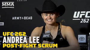 Ufc judge chris lee made another poor call in the card for the roman dolidze vs john allan fight and was called out by many. Ufc 262 Andrea Lee Admits Legs Began To Feel Like Cement Before Submitting Antonina Shevchenko Youtube
