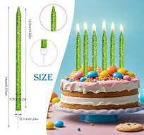Amazon.com: 24-Count Glitter Long Thin Birthday Candles, Green Long Stick  Birthday Cake Candles Set, Cake Candles Decorations for Birthday Party ...