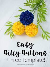 Billy Button Paper Flower Tutorial And Free Template Paper Flower Tutorial Paper Flowers Flower Tutorial