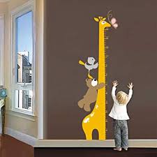 Wallpark Cartoon Cute Bear Giraffe Height Sticker Growth Height Chart Measuring Removable Wall Decal Children Kids Baby Home Room Nursery Diy
