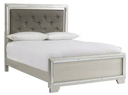 Light gray fully upholstered fabric queen bed set. Lonnix Full Panel Upholstered Bed In Silver B410