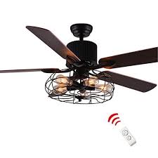 Luolax 52 Inch Industrial Vintage Retro Semi Flush Mount Ceiling Fan Light Withr Pendant Light With 5 Lights Wood Blade Led Fan Chandelier With Remote Control For Restaurant Home Bedroom Living Room Buy Online In