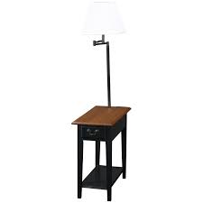 In solid galvanized iron pipe chrome: Leick Home Chairside End Table With Swing Arm Lamp In Black End Tables With Drawers Furniture End Table With Lamp